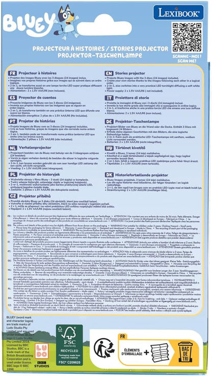 Lexibook, Bluey, Bluey Geschichtenerzähler-Projektor und Taschenlampe, Blau Gelb, LTC050BY