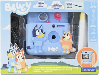 Lexibook, Starcam® Print, Kameraset mit Sofortdrucker, SD-Karte, 4 Papierrollen, Handschlaufe, 3D Bluey-Schutz und Personalisierungsset enthalten, Blau, DJ130BYZ