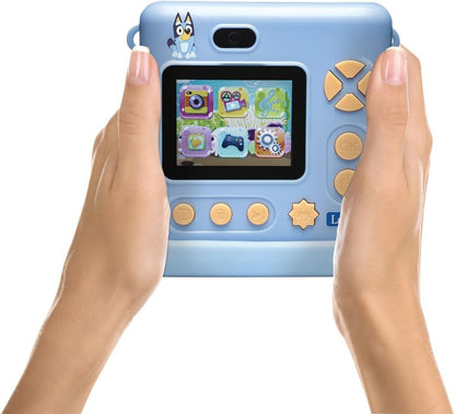 Lexibook, Starcam® Print, Kameraset mit Sofortdrucker, SD-Karte, 4 Papierrollen, Handschlaufe, 3D Bluey-Schutz und Personalisierungsset enthalten, Blau, DJ130BYZ