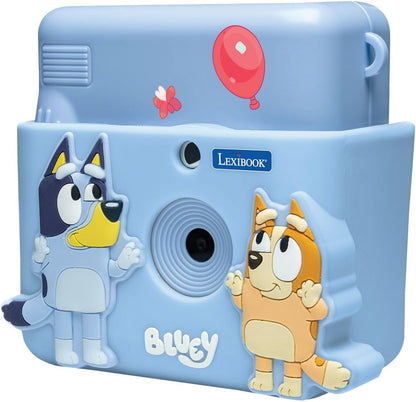 Lexibook, Starcam® Print, Kameraset mit Sofortdrucker, SD-Karte, 4 Papierrollen, Handschlaufe, 3D Bluey-Schutz und Personalisierungsset enthalten, Blau, DJ130BYZ