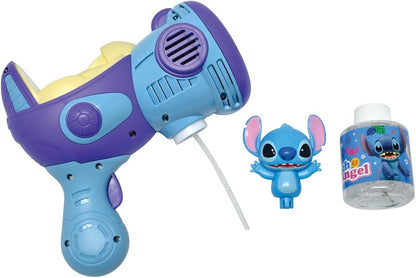 LEXIBOOK, Stitch, Electronic Bubble Launcher, Light and Sound Effects, Continuous Bubble Spray, Easy Grip, LED Lights, Includes 100 ml Solution, Blue, PRB30D