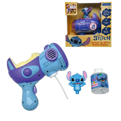 LEXIBOOK, Stitch, Electronic Bubble Launcher, Light and Sound Effects, Continuous Bubble Spray, Easy Grip, LED Lights, Includes 100 ml Solution, Blue, PRB30D