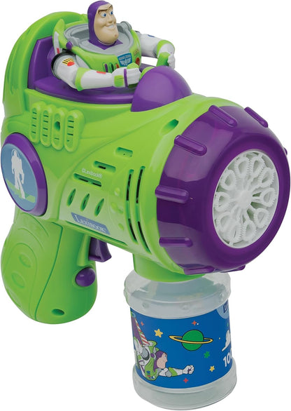 LEXIBOOK, Electronic Bubble Launcher Disney Toy Story, 3D Character Figure, Light and Sound Effects, 100ml Bubble Solution Included, Green/Purple, PRB30TS