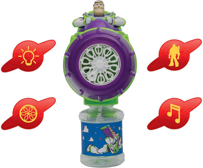 LEXIBOOK, Electronic Bubble Launcher Disney Toy Story, 3D Character Figure, Light and Sound Effects, 100ml Bubble Solution Included, Green/Purple, PRB30TS