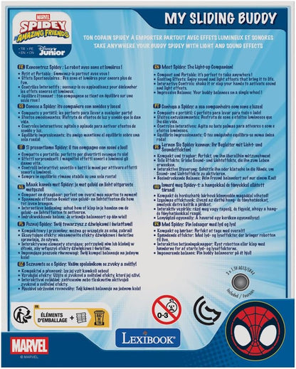 Lexibook, Spidey, Mein gleitender Freund, Perfektes Einrad-Gleichgewicht mit Licht- und Soundeffekten, Aktivierung durch Klatschen oder Schütteln, Ton EIN/aus, 3D Spidey Figur, Rot/Blau, ROB01SP