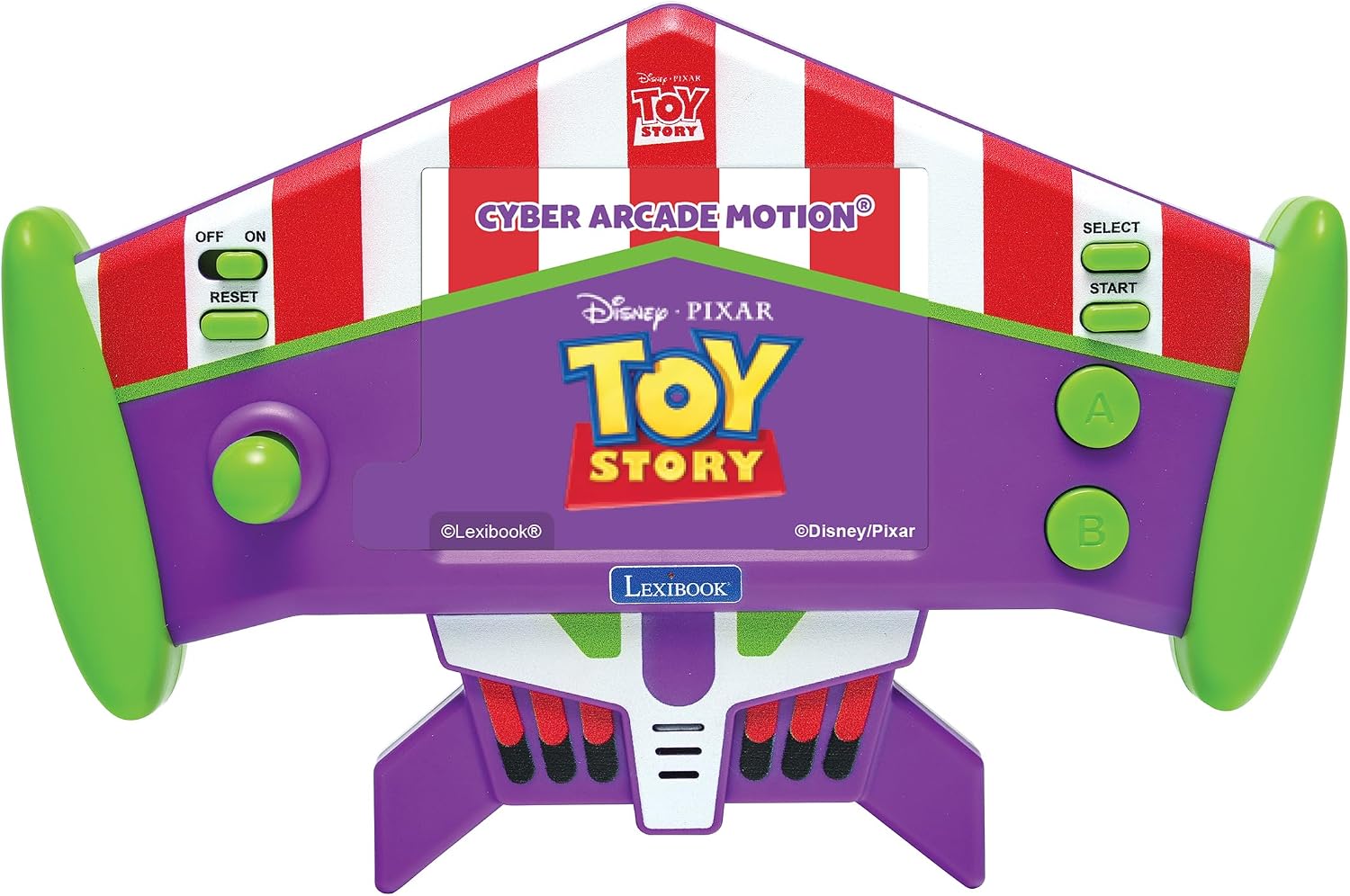 Lexibook, Disney Toy Story, Cyber Arcade Motion® Handheld Console, 50 Games Including 10 Toy Story, Gesture Control, 2.8’’ Color LCD Screen, Adjustable Sound & Brightness, Purple & Green, JL3180TS