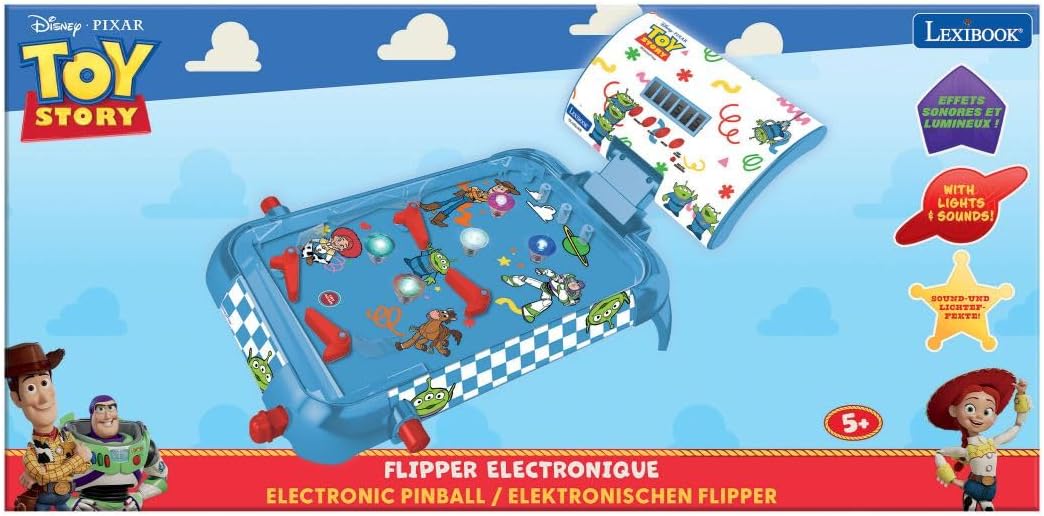 Lexibook, Toy Story, Elektronisches Tisch-Flipper, Digitale Punktanzeige LCD, Geräusche und Lichter, 4 Flipper und 5 Bumper, Verstellbare Ständer, Ball Enthalten, Blau, JG610TS