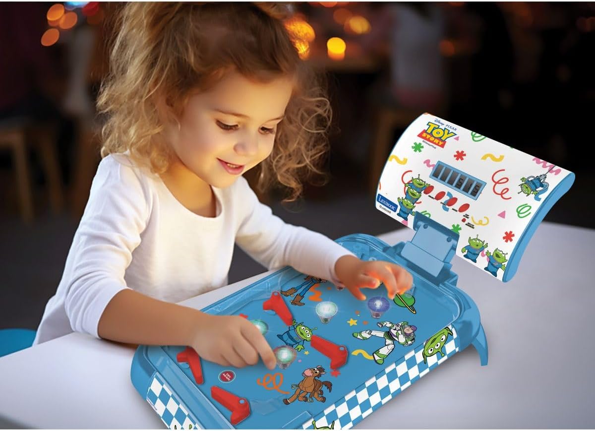 Lexibook, Toy Story, Elektronisches Tisch-Flipper, Digitale Punktanzeige LCD, Geräusche und Lichter, 4 Flipper und 5 Bumper, Verstellbare Ständer, Ball Enthalten, Blau, JG610TS