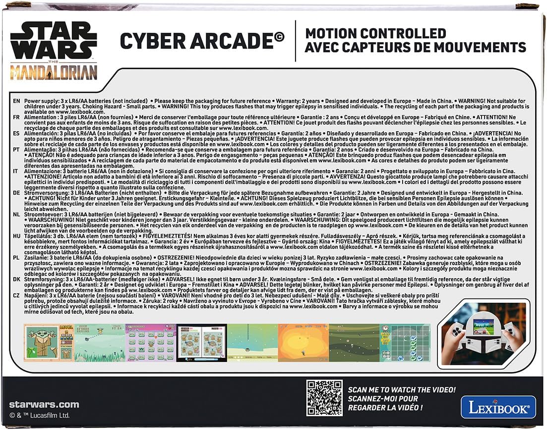 Lexibook, Disney Star Wars, Cyber Arcade Motion® Handheld Console, 50 Games Including 10 Star Wars, Gesture Control, 2.8’’ Color LCD Screen, Adjustable Sound & Brightness, grey, JL3180SW