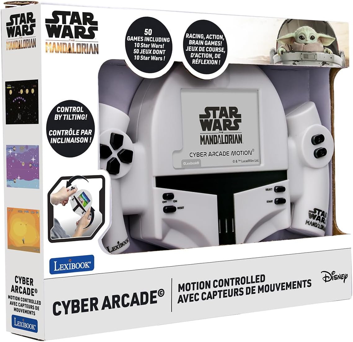 Lexibook, Disney Star Wars, Cyber Arcade Motion® Handheld Console, 50 Games Including 10 Star Wars, Gesture Control, 2.8’’ Color LCD Screen, Adjustable Sound & Brightness, grey, JL3180SW