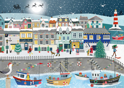 Ravensburger Coastal Christmas 1000 Piece Jigsaw Puzzle – Festive Harbour Scene by Georgia Breeze – Christmas Jigsaw for Adults & Families