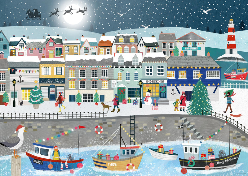 Ravensburger Coastal Christmas 1000 Piece Jigsaw Puzzle – Festive Harbour Scene by Georgia Breeze – Christmas Jigsaw for Adults & Families