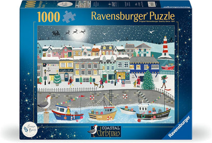 Ravensburger Coastal Christmas 1000 Piece Jigsaw Puzzle – Festive Harbour Scene by Georgia Breeze – Christmas Jigsaw for Adults & Families