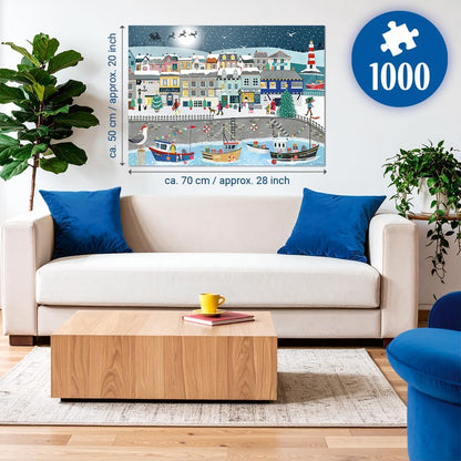 Ravensburger Coastal Christmas 1000 Piece Jigsaw Puzzle – Festive Harbour Scene by Georgia Breeze – Christmas Jigsaw for Adults & Families
