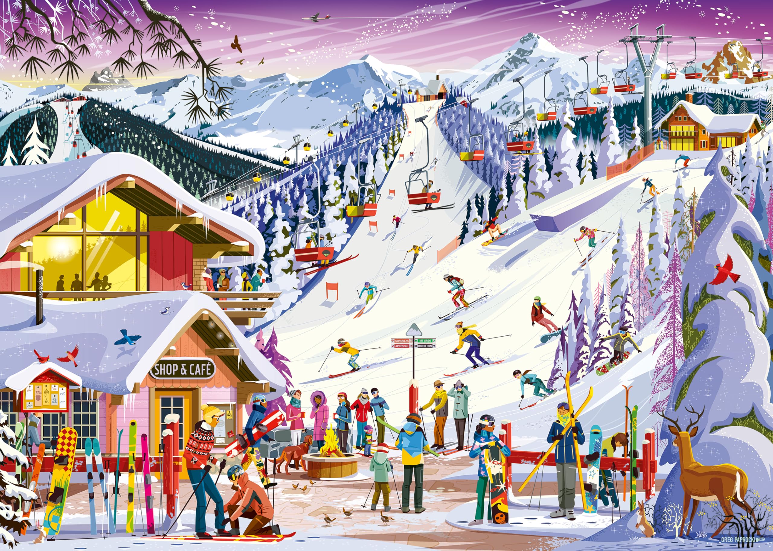 Ravensburger Slopeside Spirit 1000 Piece Jigsaw Puzzle for Adults and Families | Winter Ski Resort Scene | Premium Quality Christmas Puzzle Gift