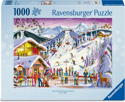 Ravensburger Slopeside Spirit 1000 Piece Jigsaw Puzzle for Adults and Families | Winter Ski Resort Scene | Premium Quality Christmas Puzzle Gift
