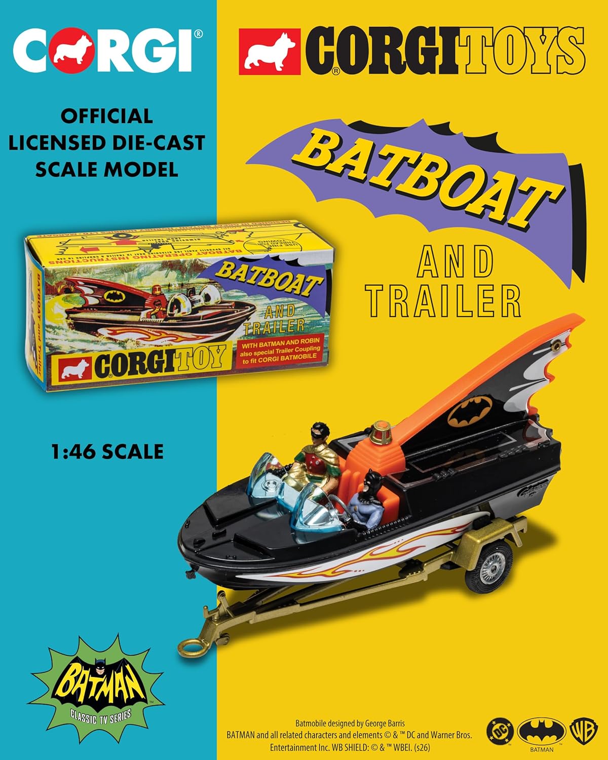 Corgi Toys 107 - Bat Boat With Batmobile & Robin (Reissue)