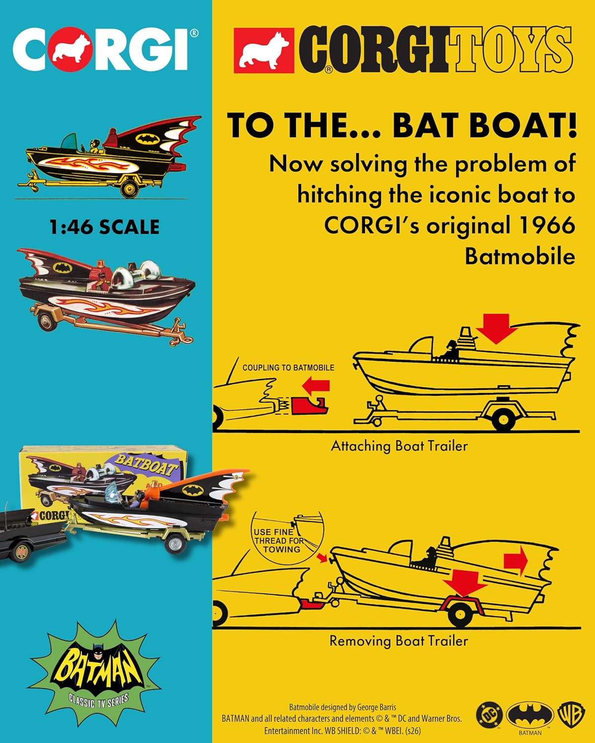 Corgi Toys 107 - Bat Boat With Batmobile & Robin (Reissue)