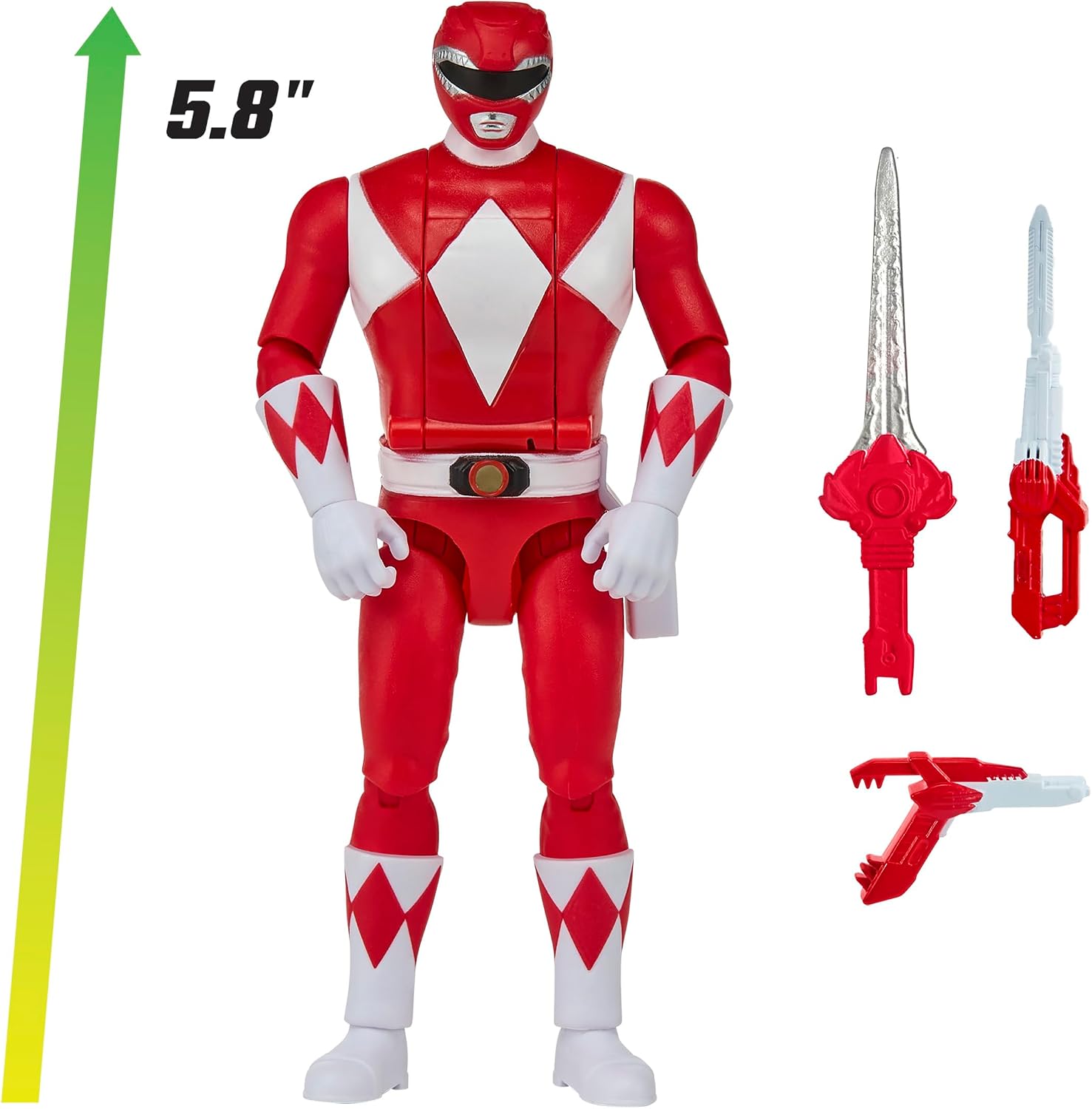 Power Rangers Rocky Red Ranger Action Figure – Mighty Morphin Character Toy with Power Sword & Red Dragon Thunderzord Theme, Collectible Kids Figure