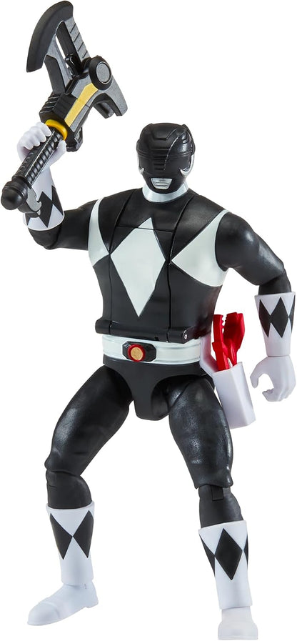 Power Rangers Adam Black Ranger Morphing Action Figure – Mighty Morphin Toy with Transform Feature, Power Axe & Lion Thunderzord Theme