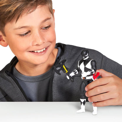 Power Rangers Adam Black Ranger Morphing Action Figure – Mighty Morphin Toy with Transform Feature, Power Axe & Lion Thunderzord Theme