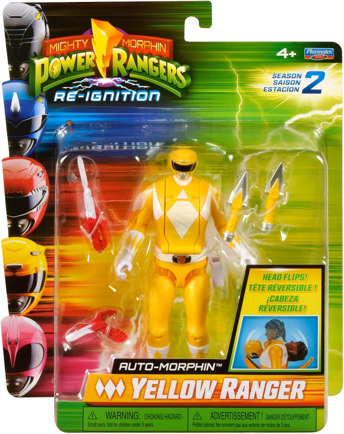 Power Rangers Aisha Yellow Ranger Morphing Action Figure – Mighty Morphin Toy with Transform Feature, Power Daggers & Griffin Thunderzord Theme