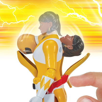 Power Rangers Aisha Yellow Ranger Morphing Action Figure – Mighty Morphin Toy with Transform Feature, Power Daggers & Griffin Thunderzord Theme
