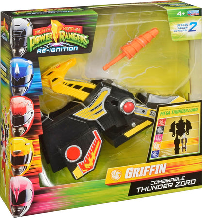 Power Rangers Yellow Ranger Griffin Thunderzord Action Figure – Mighty Morphin Zord Toy with Fireball Launch Feature