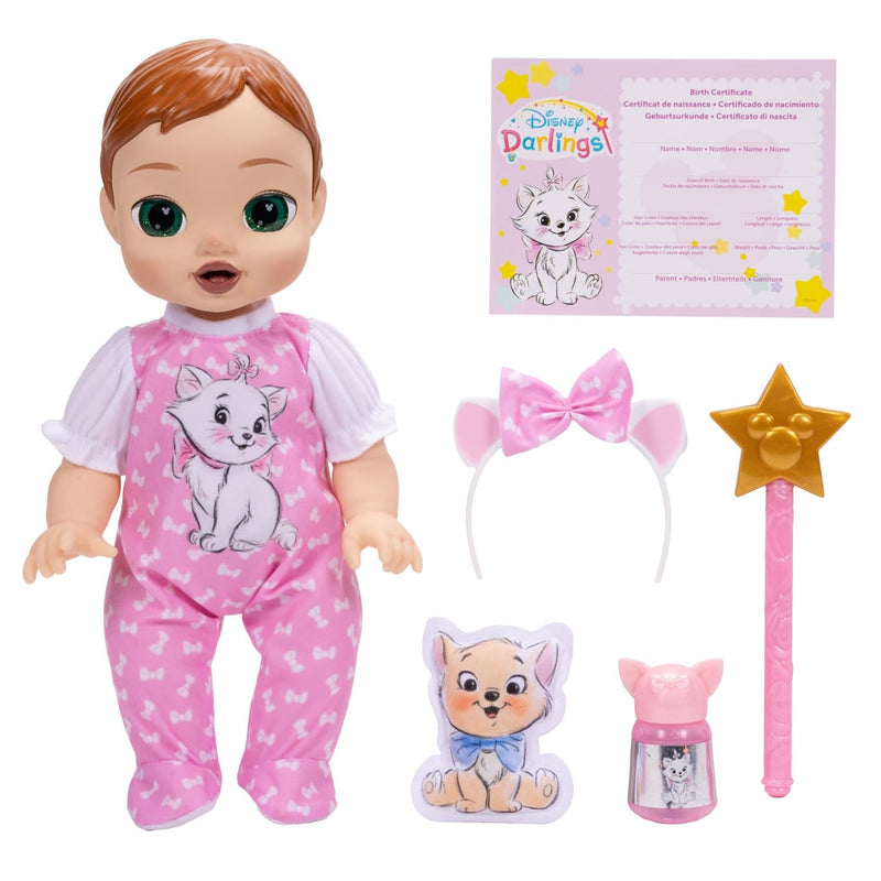 Disney Darlings Marie Deluxe Feature Doll 13" / 33cm, Officially Licensed by Jakks Pacific, Interactive Light Up & Sounds, Includes Fun Accessories, Perfect First Birthday Gift for Girls 3+