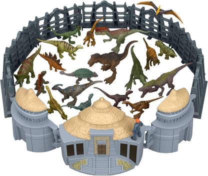 Mattel Jurassic World - Calendario dell'Avvento 2026, 24 giorni di sorprese a tema Visitatori dell'isola di Jurassic Park, include mini dinosauri, personaggio e accessori, 4+ anni, JLD23