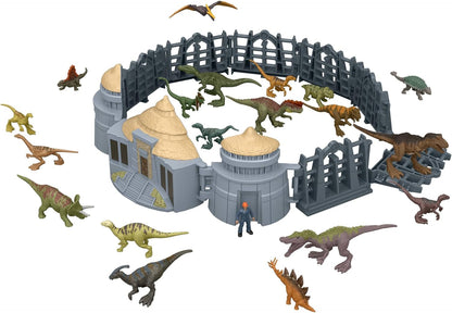 Mattel Jurassic World - Calendario dell'Avvento 2026, 24 giorni di sorprese a tema Visitatori dell'isola di Jurassic Park, include mini dinosauri, personaggio e accessori, 4+ anni, JLD23