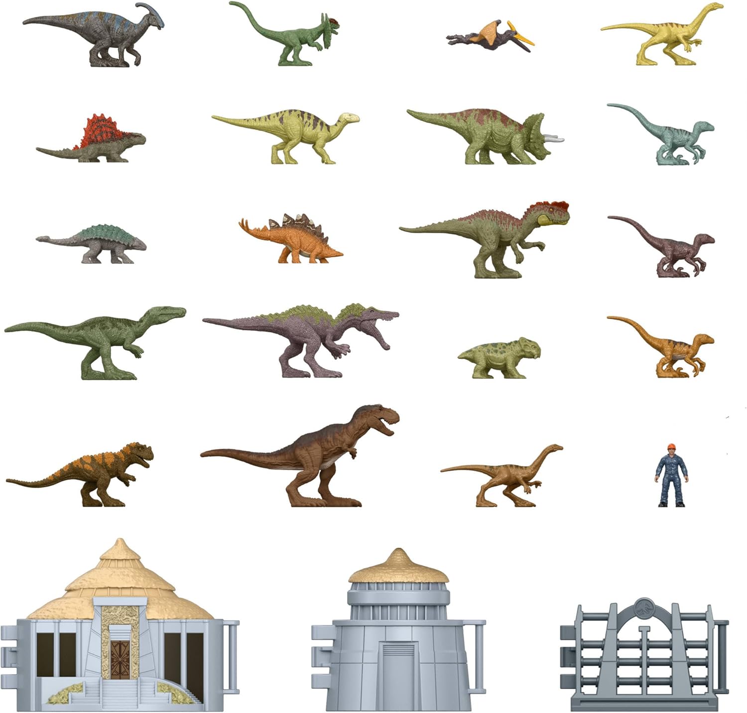Mattel Jurassic World - Calendario dell'Avvento 2026, 24 giorni di sorprese a tema Visitatori dell'isola di Jurassic Park, include mini dinosauri, personaggio e accessori, 4+ anni, JLD23