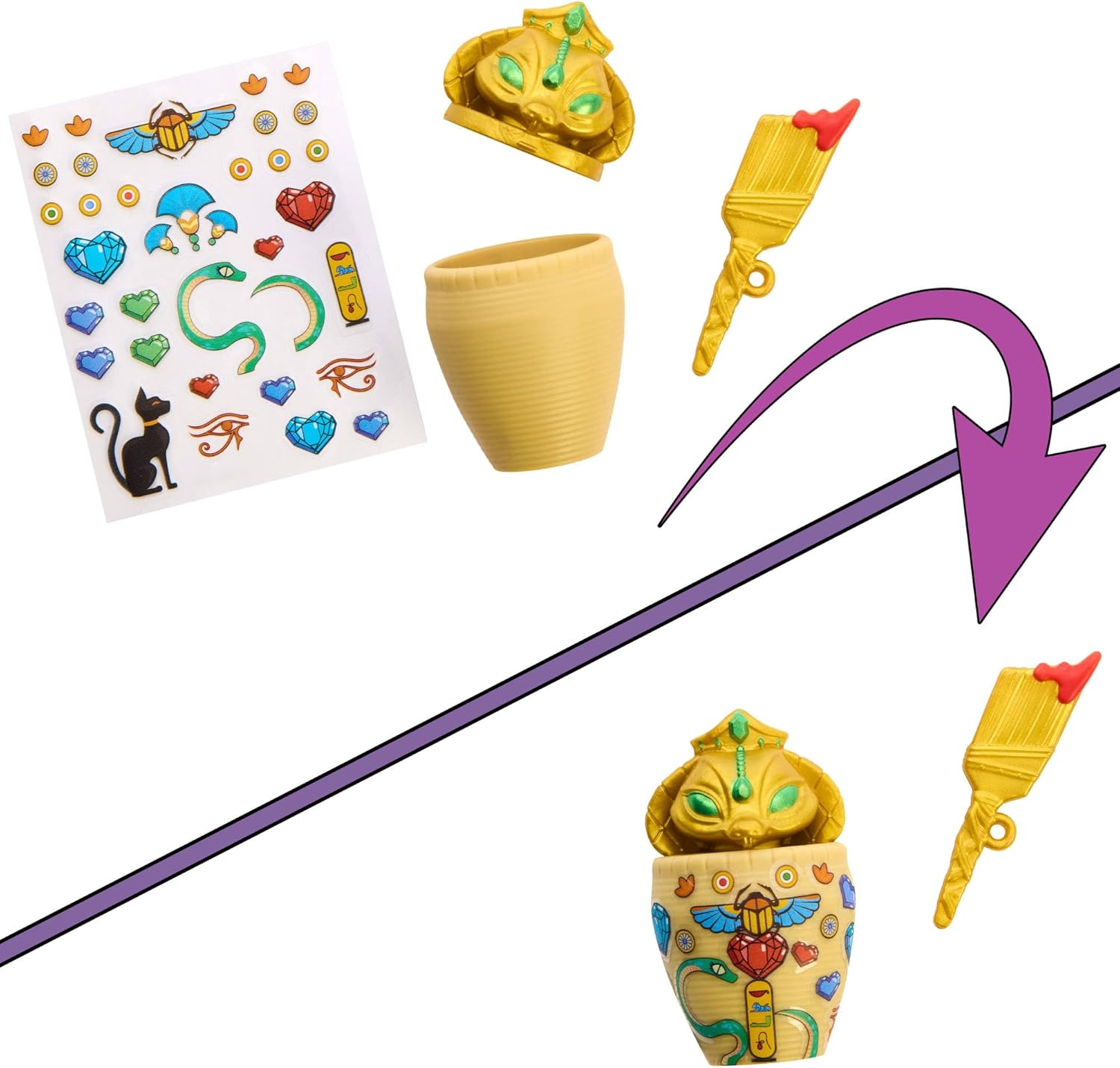 Monster High Self-Scare Secrets - Cleo de Nile, set con bambola e accessori, 13 sorprese a tema come un set per la ceramica e trucchi inclusi, 4+ anni, JMG74