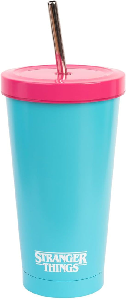 Grupo Erik Thermobecher 500ml Stranger Things - Kaffeebecher to go Thermo Trinkbecher mit Deckel und Strohhalm - Offizieller Stranger Things Merch