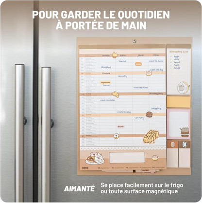 Grupo Erik Calendario Famiglia 2027 Pusheen - Calendario Magnetico Frigo con Penna, Sticky Notes, Shopping List e Stickers | Planner Mensile con Spazi per Note, Set 2026 a Dic 2027 (30 x 35cm