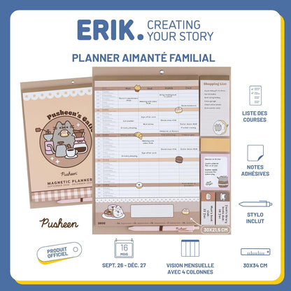 Grupo Erik Calendario Famiglia 2027 Pusheen - Calendario Magnetico Frigo con Penna, Sticky Notes, Shopping List e Stickers | Planner Mensile con Spazi per Note, Set 2026 a Dic 2027 (30 x 35cm