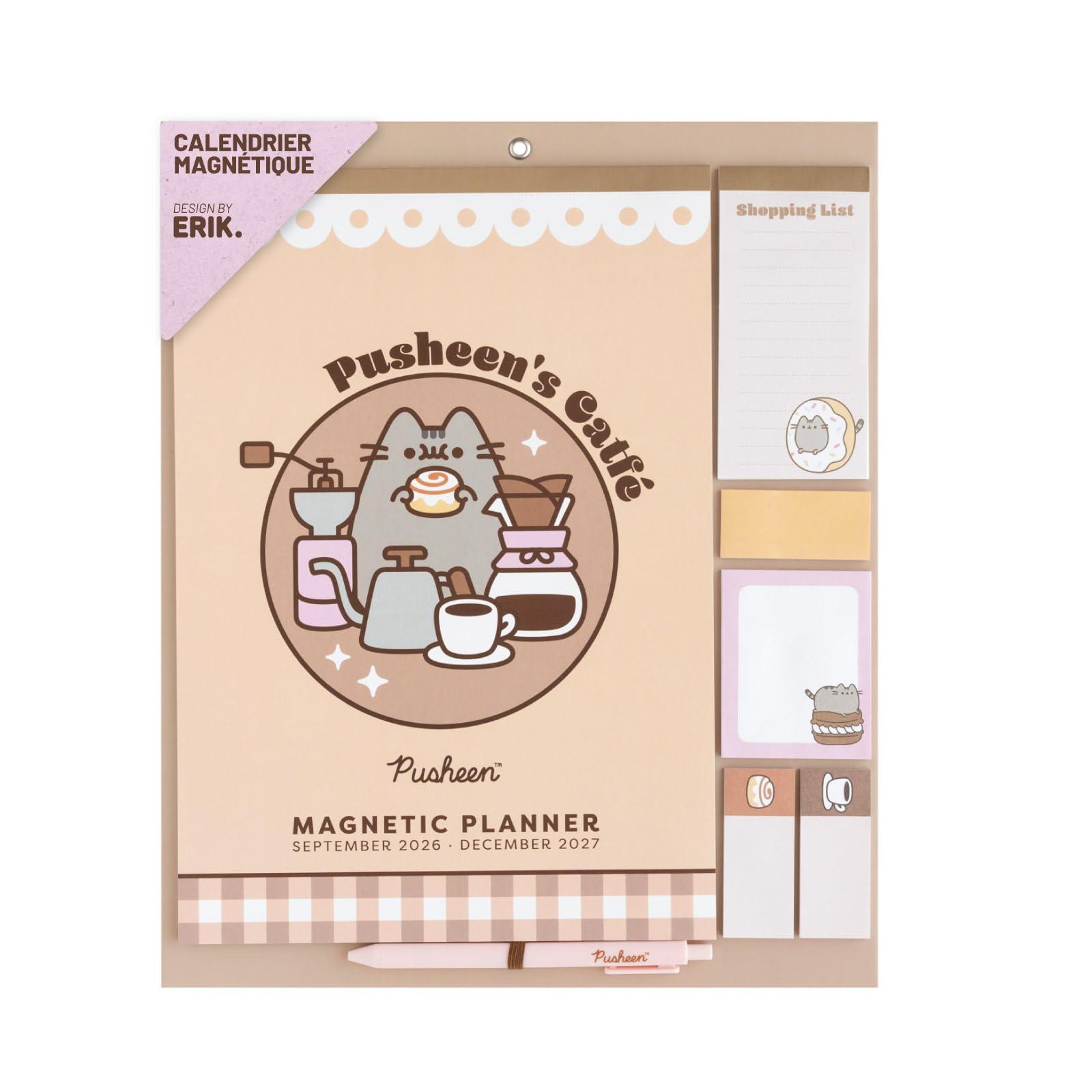 Grupo Erik Calendario Famiglia 2027 Pusheen - Calendario Magnetico Frigo con Penna, Sticky Notes, Shopping List e Stickers | Planner Mensile con Spazi per Note, Set 2026 a Dic 2027 (30 x 35cm