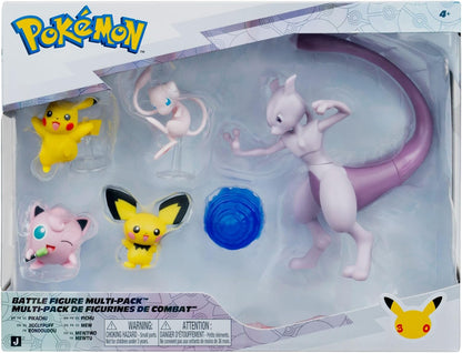 Pokemon Battle Figure 5-Pack - 4.5-Inch Mewtwo Figure and Battle Figures | 4.5-Inch Mewtwo Figure plus Four 2-Inch Battle Figures