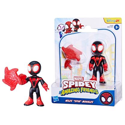 Marvel Spidey and his Amazing Friends Miles 'Spin' Morales Toy with Accessory, 7.6-cm (3 inch) Action Figures, Super Hero Toys for Children, Ages 3+, Black