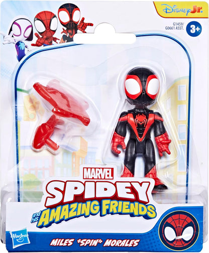 Marvel Spidey and his Amazing Friends Miles 'Spin' Morales Toy with Accessory, 7.6-cm (3 inch) Action Figures, Super Hero Toys for Children, Ages 3+, Black