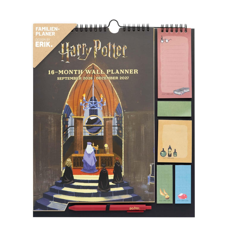 Grupo Erik Calendario Famiglia 2027 Harry Potter Gadget - Calendario 2027 da Muro con Penna, Sticky Notes, To Do List e Stickers | Planner Mensile con Spazi per Note, Set 2026 a Dic 2027 (30 x 34 cm