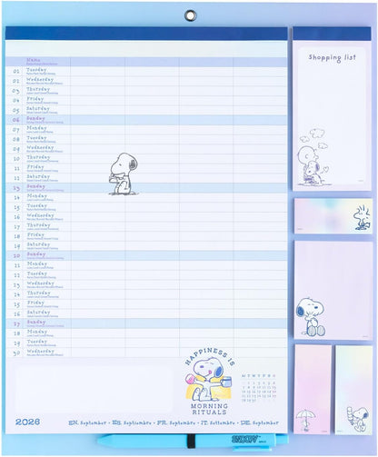 Grupo Erik Calendario Famiglia 2027 Snoopy Peanuts - Calendario Magnetico Frigo con Penna, Sticky Notes, Shopping List e Stickers | Planner Mensile con Spazi per Note, Set 2026 a Dic 2027 (30 x 35cm
