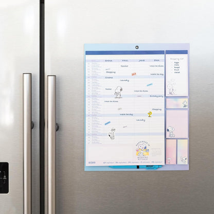 Grupo Erik Calendario Famiglia 2027 Snoopy Peanuts - Calendario Magnetico Frigo con Penna, Sticky Notes, Shopping List e Stickers | Planner Mensile con Spazi per Note, Set 2026 a Dic 2027 (30 x 35cm