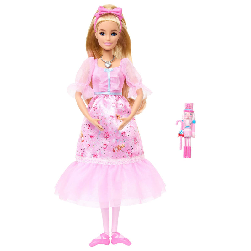 Barbie in the Nutcracker Clara Ballerina Doll in Pink Satin Dress with Puffed Sleeves, Articulated Ankles, and Toy Nutcracker, JLW51