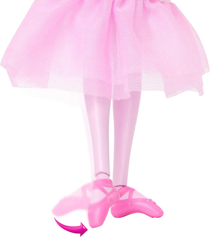 Barbie in the Nutcracker Clara Ballerina Doll in Pink Satin Dress with Puffed Sleeves, Articulated Ankles, and Toy Nutcracker, JLW51