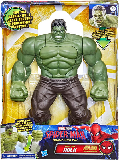 Marvel Spider-Man: Brand New Day Schmetter-Action Hulk, Action-Figur (29,9 cm), Superhelden-Spielzeug für Kinder, ab 4 Jahren