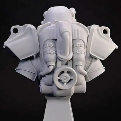 Fallout: Painter's Bust - T-60 - 1:12 Scale Character Miniature, Figure & Display Stand, Unpainted, Multi-Part Resin, Licensed Collectible Model