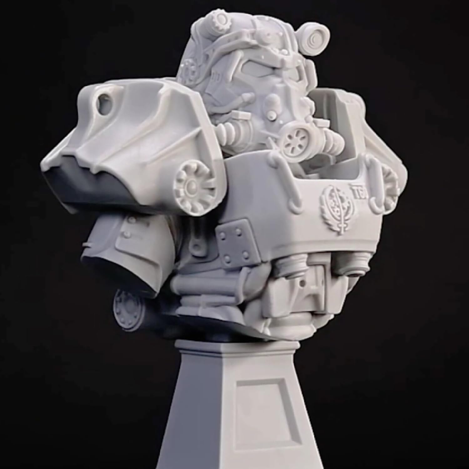 Fallout: Painter's Bust - T-60 - 1:12 Scale Character Miniature, Figure & Display Stand, Unpainted, Multi-Part Resin, Licensed Collectible Model