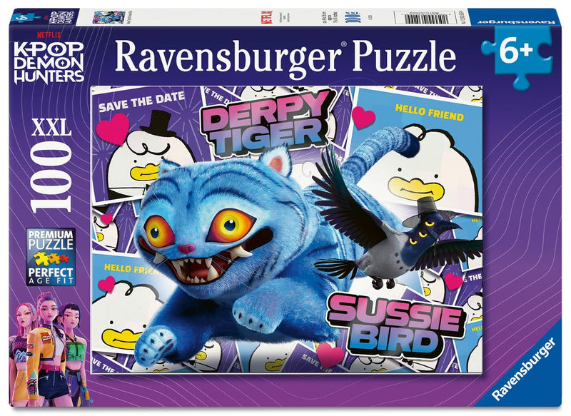 Ravensburger Kinderpuzzle 100 XXL Teile - KPop Demon Hunters - Derpy Tiger & Sussie Bird