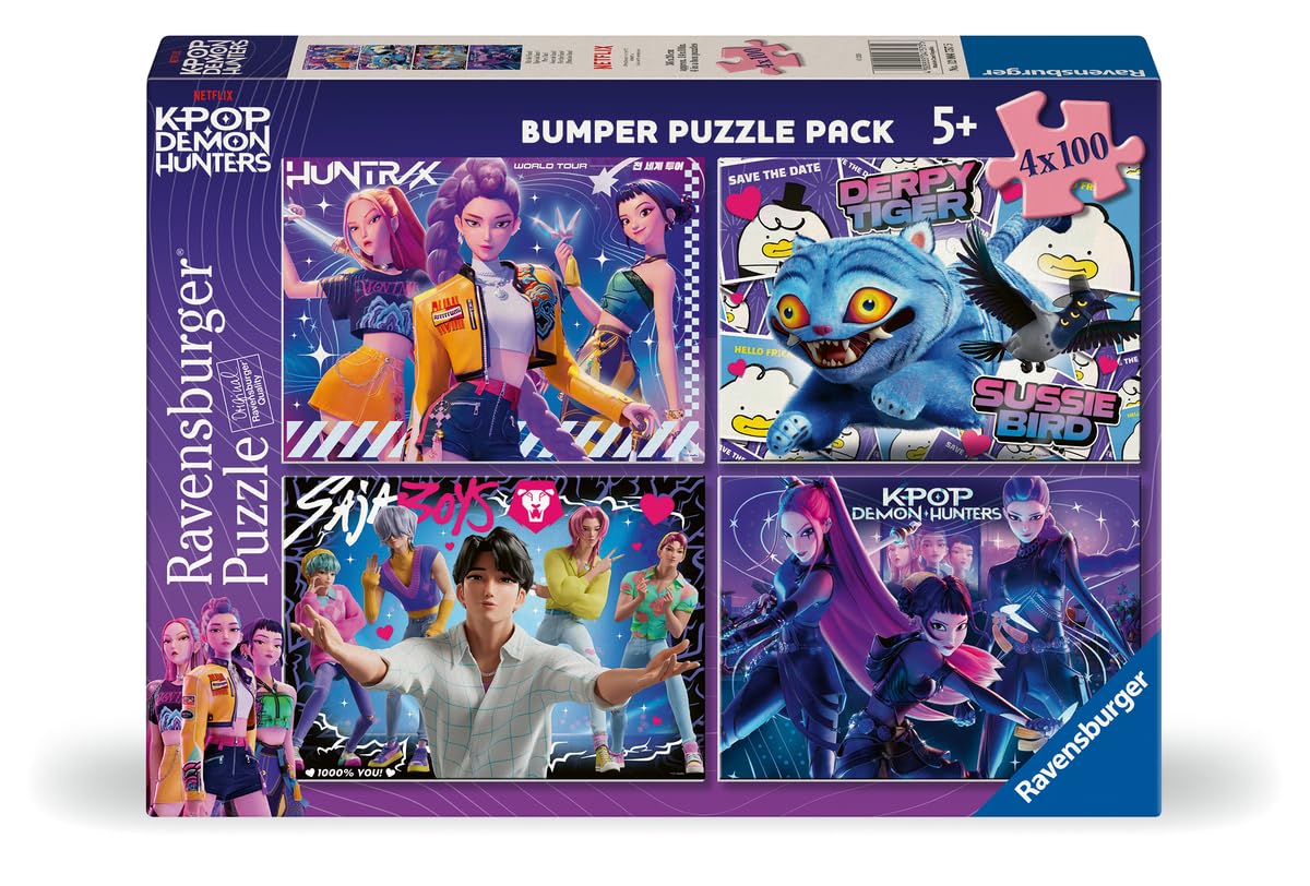 Ravensburger - for the Fans! 4x100 Piece Jigsaw Puzzle Bumper Pack - Colorful Fandom Celebration, Exciting Challenge or Thoughful Gift for Kids 4+